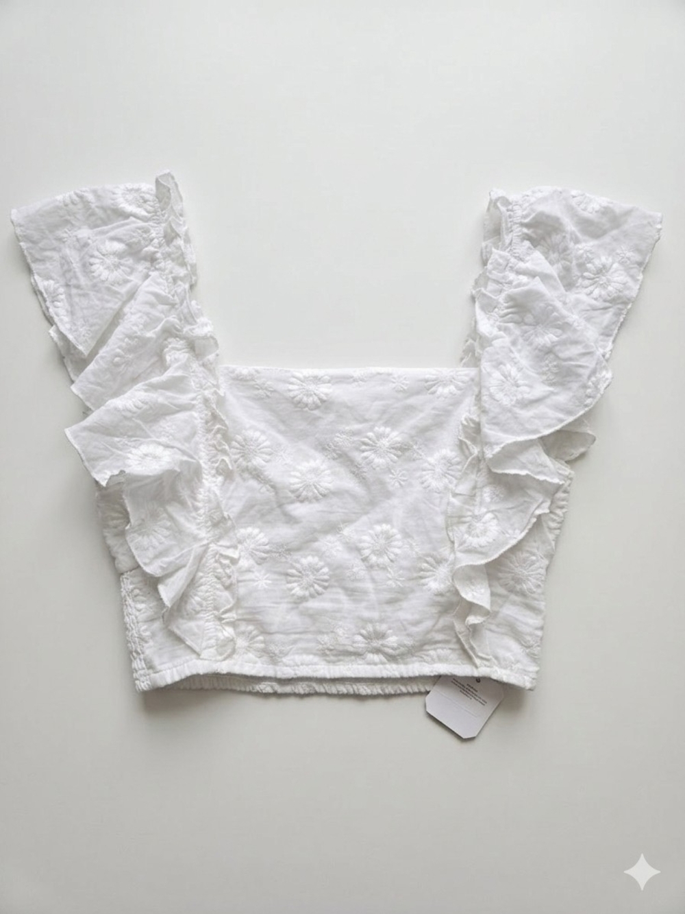 Altar'd State White Sunflower Ruffle Sleeve Crop Top Size XL NWT - Picture 2 of 9